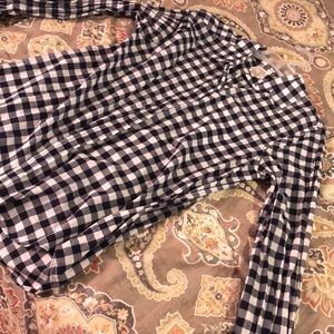 J crew navy and white check button down size m